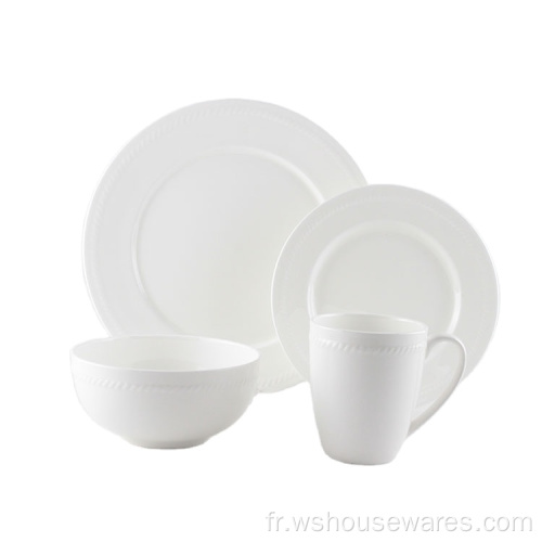 Ensembles de vaisselle en porcelaine blanche en porcelaine blanche de style occidental